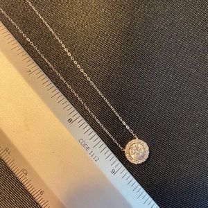 Nadri 16” + extender rhodium plated Necklace with Halo style CZ Pendant